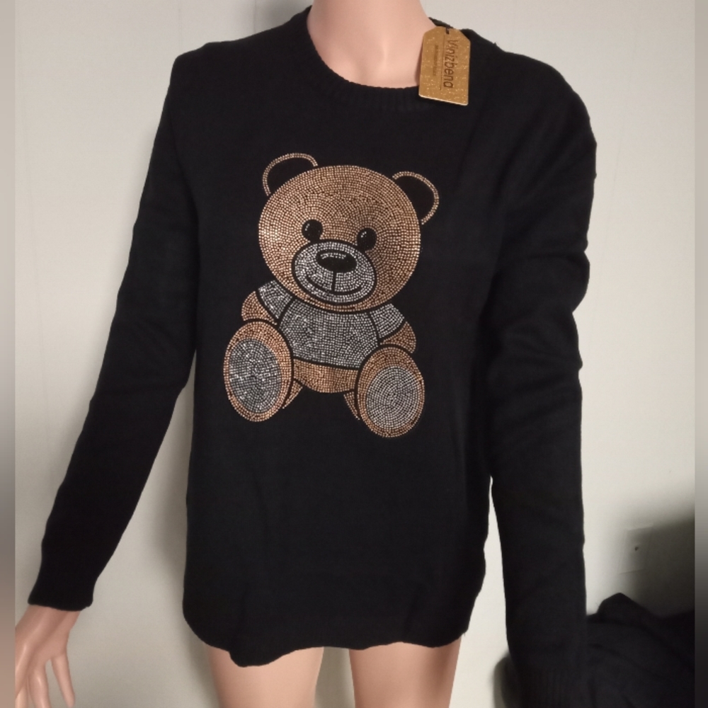New ✨ women's Bear long sleeve sweatshirt size L,color black 🖤 by Vinizbena